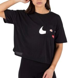 Nike Icon Clash Training Crop Top Women's Large Black Dri-Fit Pocket Swoosh Tee